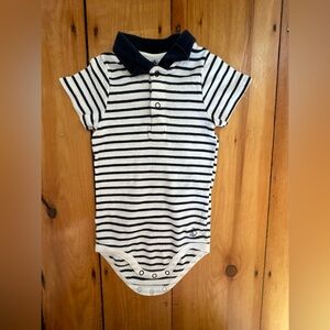 Petit Bateau Navy and White Striped Onesie